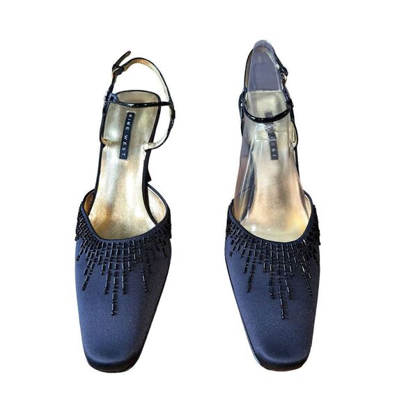 Nine West "Cordial" 10 M Black/beads Strappy Heels. 3 1/2" Heel NWB - Picture 3 of 8